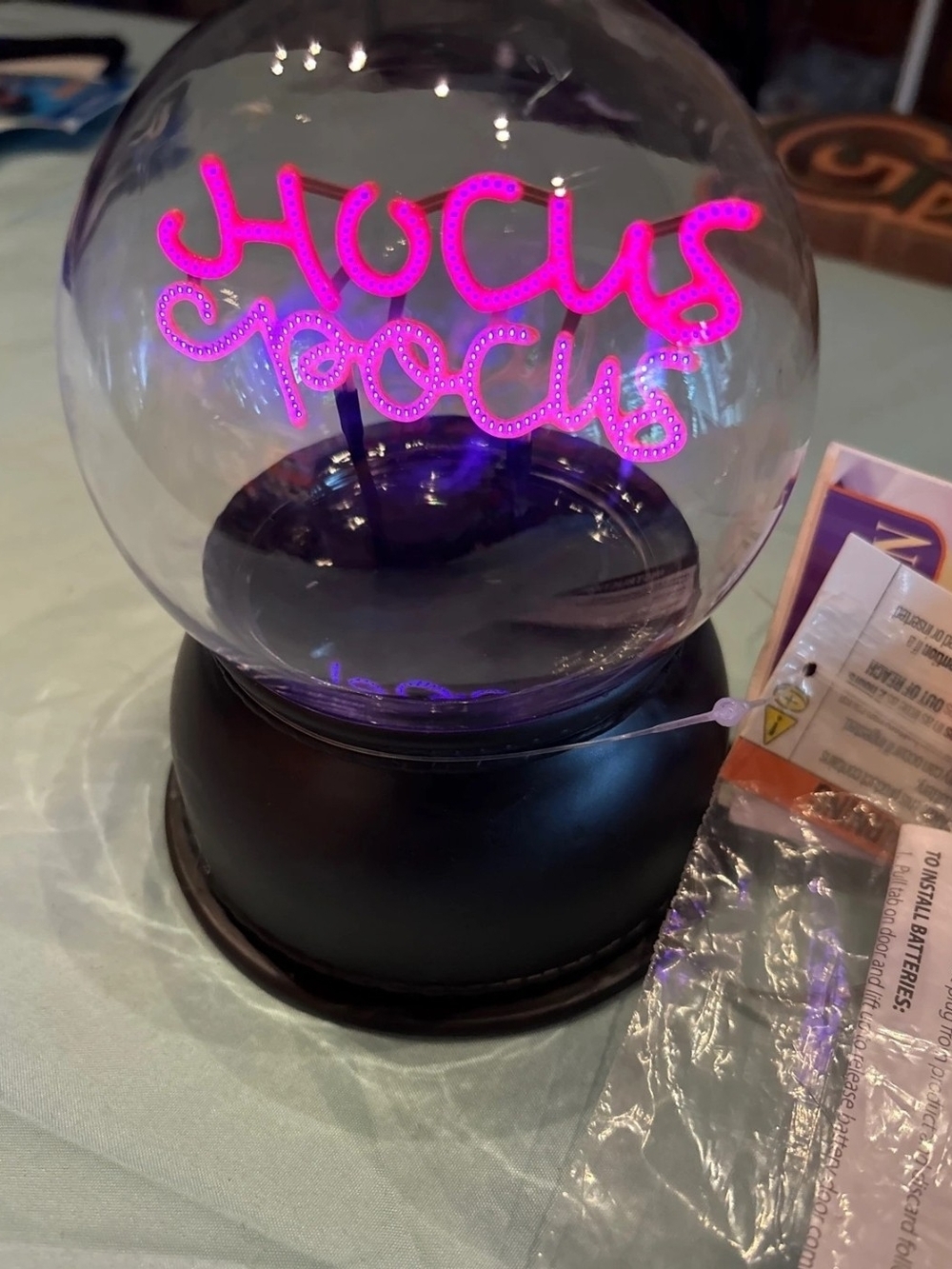 Hocus Pocus Pink LED Glass Globe Neon Light -Halloween Party Decor